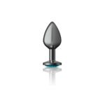 Teal Round Gem Gunmetal Metal Plug - Md - Image 4