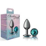 Teal Round Gem Gunmetal Metal Plug - Sm