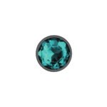 Teal Round Gem Gunmetal Metal Plug - Sm - Image 3