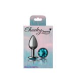 Teal Round Gem Gunmetal Metal Plug - Sm - Image 7