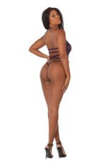 Teddy One Size Stretch Lace Halter Teddy – Eggplant