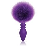 The 9's Cottontails Silicone Bunny Tail Butt Plug - Ribbed Purple - Image 2