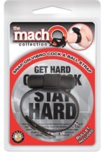 The Macho Collection Snap-on Vibro Cock and Ball Strap - Black - Image 2