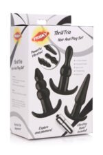 Thrill Trio Anal Plug Set with Vibrating Bullet – Black