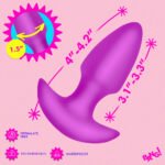 Thrusting and Vibrating Silicone Anal Plug – Purple, Rechargeable, Wireless Remote - Image 3