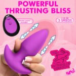 Thrusting and Vibrating Silicone Anal Plug – Purple, Rechargeable, Wireless Remote - Image 4
