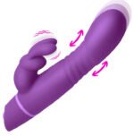 Thrusting Silicone Rabbit Vibrator with Gyrating G-Spot Shaft and Dual Bunny Ears – Purple - Image 2
