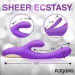 Tri-Flick Flicking Silicone Rabbit Vibrator - Purple - Image 4