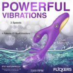 Tri-Flick Flicking Silicone Rabbit Vibrator - Purple - Image 5