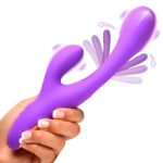 Tri-Flick Flicking Silicone Rabbit Vibrator - Purple - Image 6
