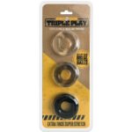 D-Ring X3 Triple Play Cock Ring – Multi-Color 3-Pack, Phthalate-Free TPE - Image 2