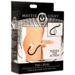 Tug Plus Plug Cock and Ball Ring With Anal Plug - Black - Image 6