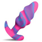Unicorn Swirl Silicone Anal Plug – Medium, Phthalate-Free, Purple/Pink/Blue - Image 2
