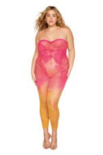 Versatile Bodystocking Queen Size Watermelon/Mimosa Ombre Fishnet - Image 2