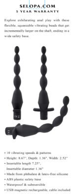 Vibrating Butt Beads Rechargeable Anal Plug – Black - Image 5