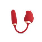 Lotus Dual-Ended Vibrator with Bullet and Rose Stimulator – Red - Image 3