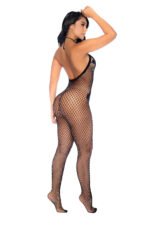 Vino Noir Floral Fishnet Bodystocking - Os - Black - Image 2