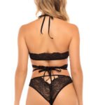Cut Out Galloon Lace Bra Set - Black - S/m