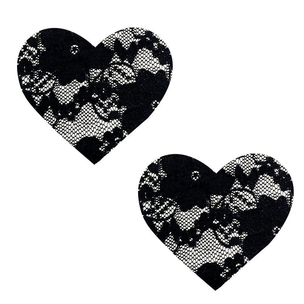 vogue-black-lace-i-heart-u-nipztix-pasties Vogue Black Lace I Heart U Nipztix Pasties - Image 1