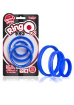 RingO Pro X3 Stretchy Silicone Cock Ring Set – Blue - Image 4