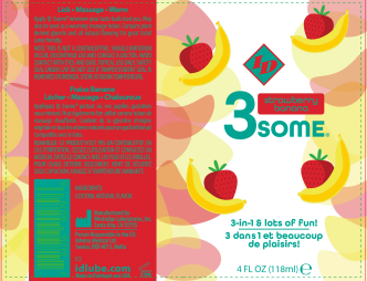 3some 3-in-1 Lubricant - Strawberry Banana - 4 Fl. Oz.