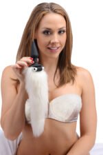 White Fox Tail Vibrating Anal Plug - Image 2