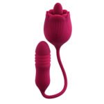Wild Rose Red Dual-Ended Vibrator with Bullet and Rose Stimulator – Rechargeable - Image 4