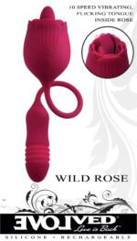 Wild Rose Red Dual-Ended Vibrator with Bullet and Rose Stimulator – Rechargeable - Image 9