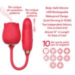 Wild Rose Suction Thruster Dual-Motor Vibrator – Red - Image 2