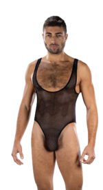 Fierce Deep V Mesh Bodysuit – Black - Image 2
