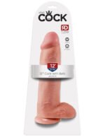 King Cock 12 Inch Cock With Balls Dildo – Flesh - Image 5