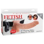 Fetish Fantasy Series 9 Inch Vibrating Hollow Strap-on With Balls - Flesh