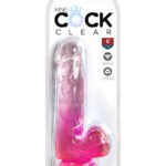 King Cock Clear 6 Inch With Balls - Pink