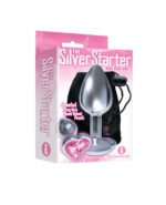 The 9's the Silver Starter Heart Bejeweled Stainless Steel Plug - Pink - Image 2