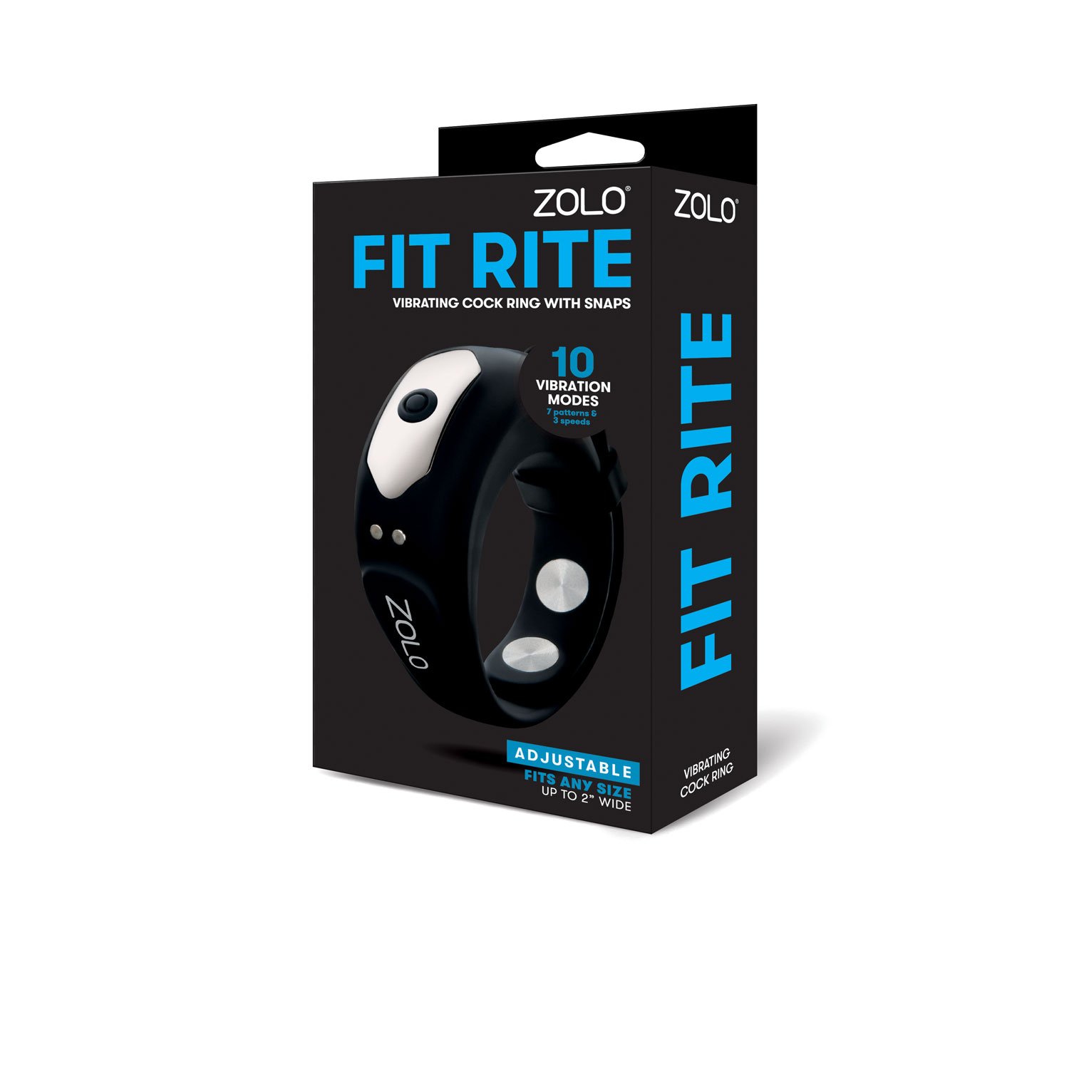zolo-fit-rite-vibrate-cock-ring-with-snaps-black Zolo Fit Rite Vibrate Cock Ring with Snaps - Black - Image 1