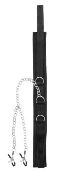 Velcro Collar With Nipple Clamps - Black - Image 3