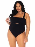 2 Pc Bandeau and Suspender Bodysuit - 1x/2x -  Black - Image 2