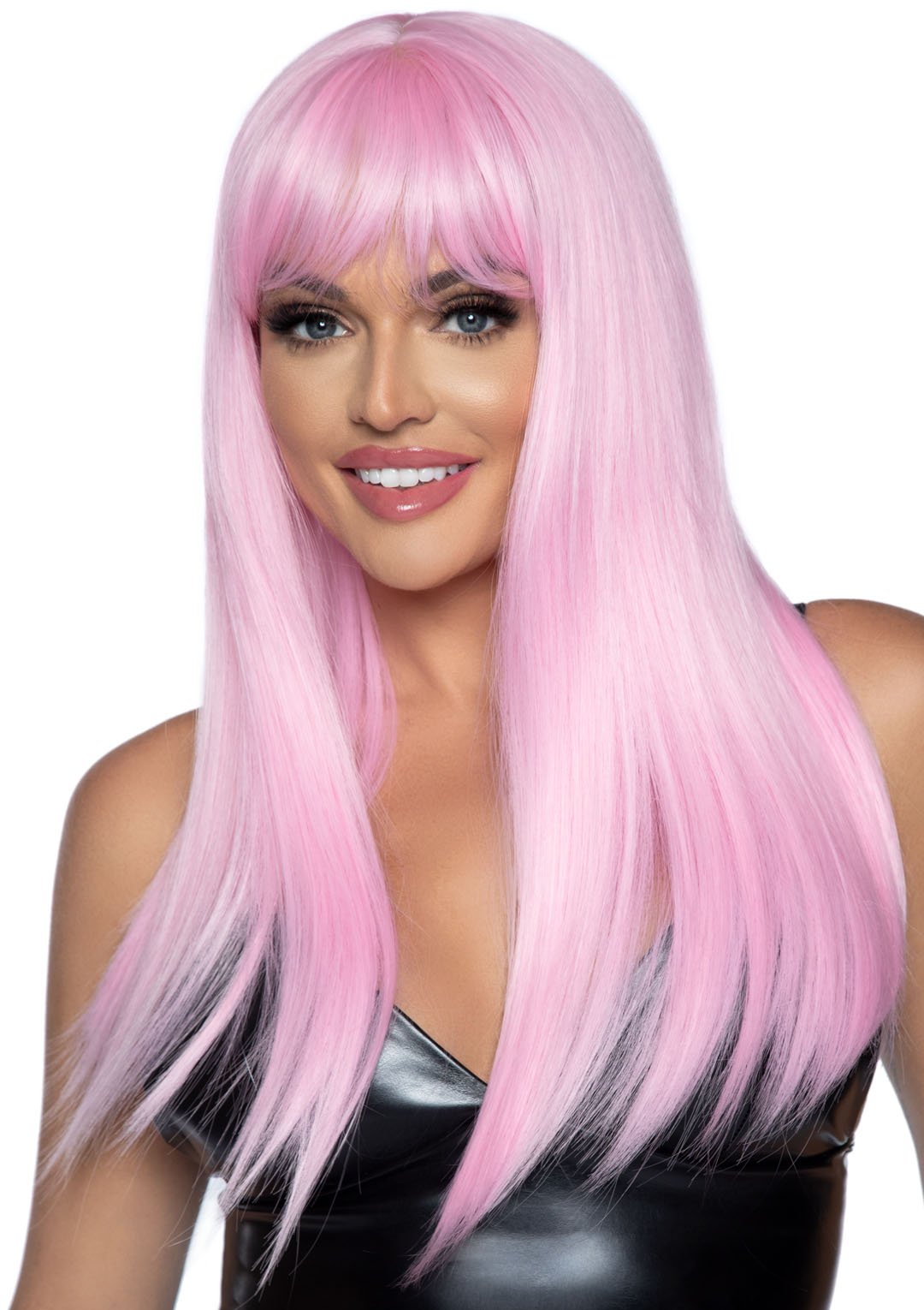 24-inch-long-straight-bang-wig-pink 24 Inch Long Straight Bang Wig Pink - Image 1