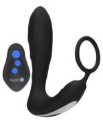 E-Stimulation and Vibration Butt Plug With Cock Ring and Wireless Remote Control - Black - Image 3
