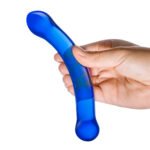 6 Inch Curved G-Spot Blue Glass Dildo - Image 4
