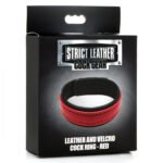 Leather and Velcro Cock Ring - Red - Image 2