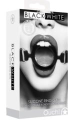 Silicone Ring Gag With Adjustable Bonded Leather  Staps - Black - Image 6