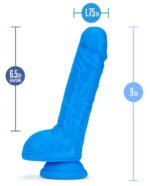 Neo - 9 Inch Dual Density Dildo - Neon Blue - Image 2
