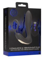 E-Stimulation and Vibration Butt Plug With Cock Ring and Wireless Remote Control - Black - Image 2