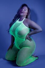 Moonbeam Crotchless Bodystocking - Queen - Neon Green - Image 3
