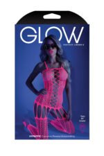 Hypnotic Crisscross Stripe Bodystocking - One Size - Neon Pink - Image 2