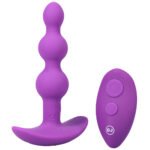 A-Play BEADED VIBE Rechargeable Silicone Anal Plug with Remote Purple - Image 2