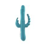 Adam & Eve Eve's Thrusting Triple Joy Rabbit Vibrator – Teal - Image 5