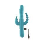 Adam & Eve Eve's Thrusting Triple Joy Rabbit Vibrator – Teal - Image 9