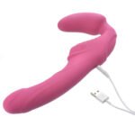 Adam & Eve Eve's Vibrating Strapless Strap-On – Wine Red, Rechargeable, Dual Motor - Image 6